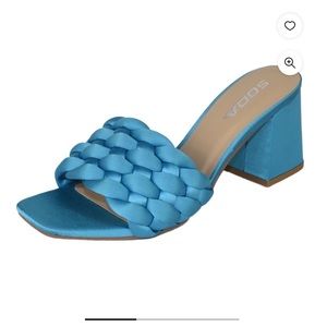 Soda Block High Heel Sandals Braided Band Square Toe Satin Size 7